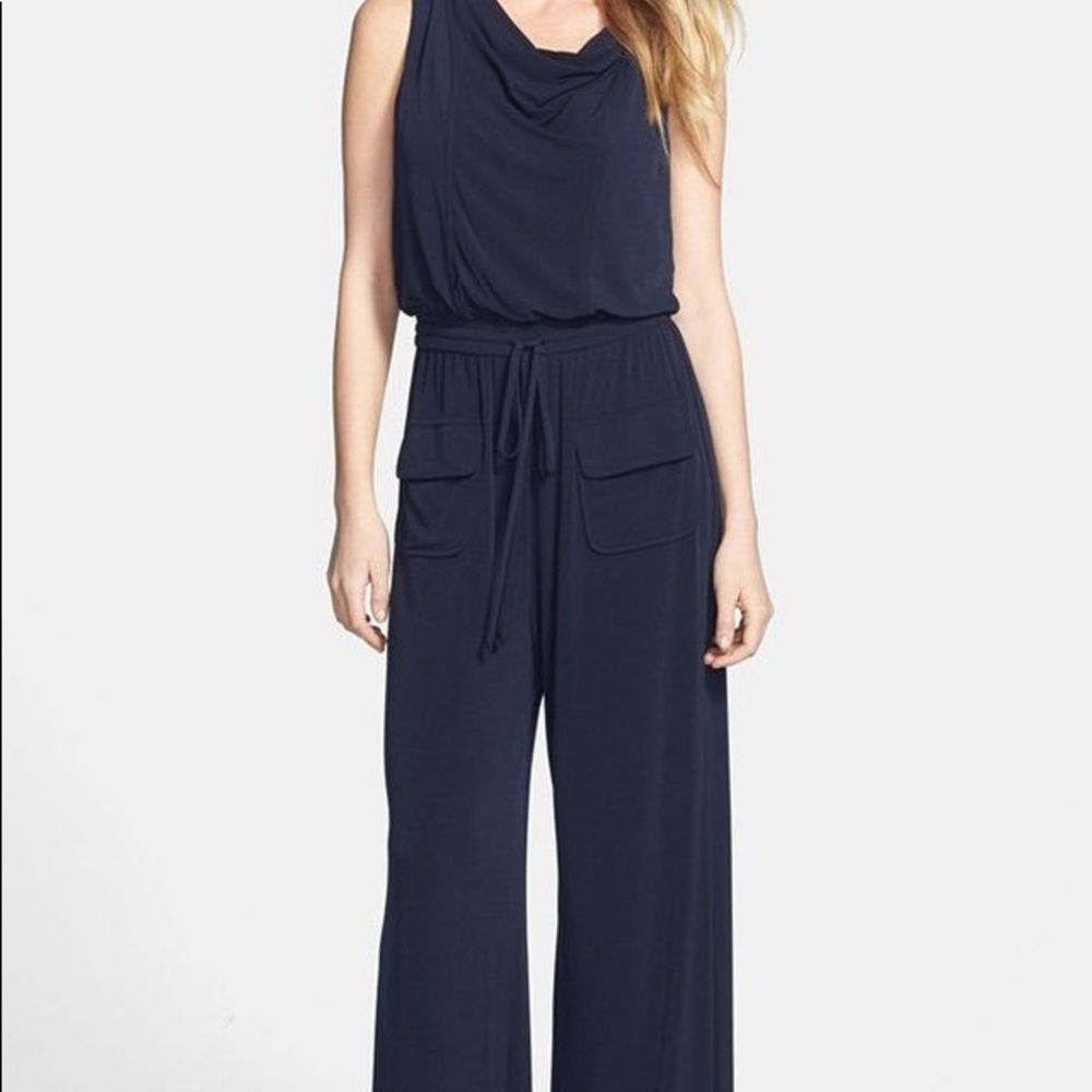 Vince Camuto Cowl Neck Navy Blue Jumpsuit